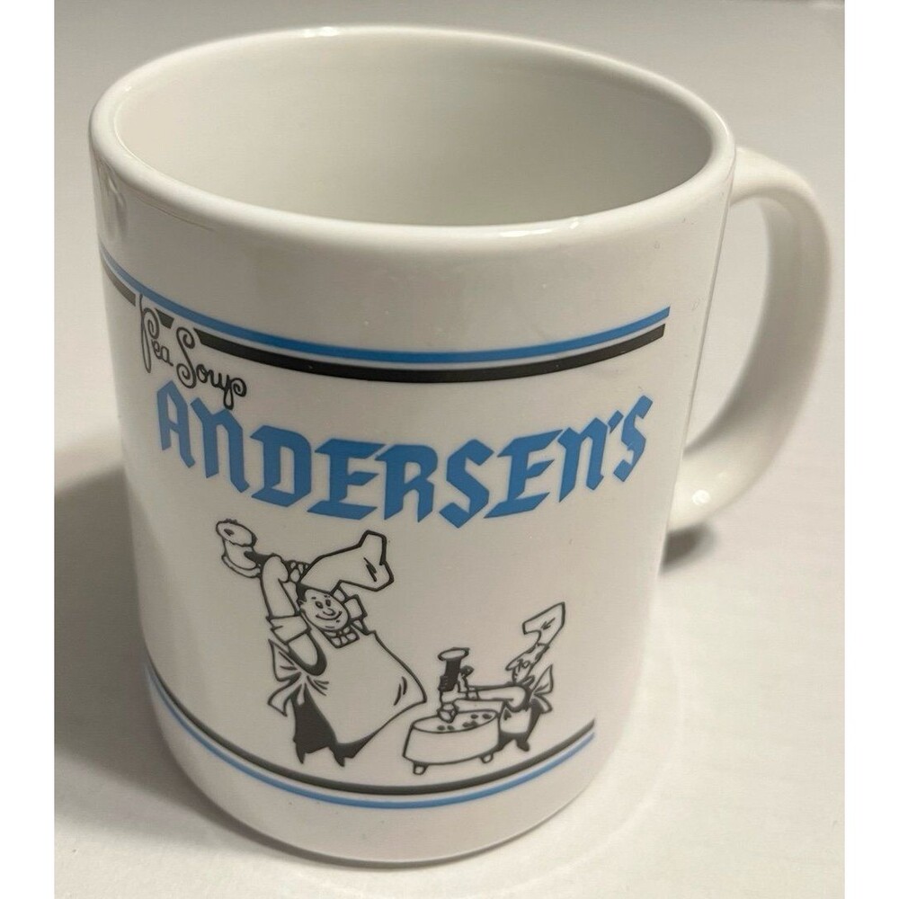 Vintage Pea Soup Andersen's California Restaurant Mug Original Recipe Back Hap-P